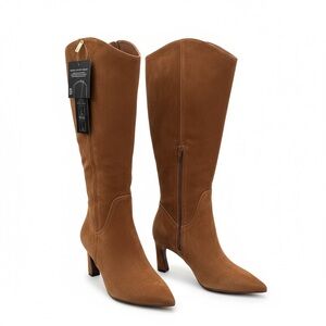 Naturalizer Emily Wide Calf Suede Knee High Boots 8.5W Wide Width Chestnut NWT